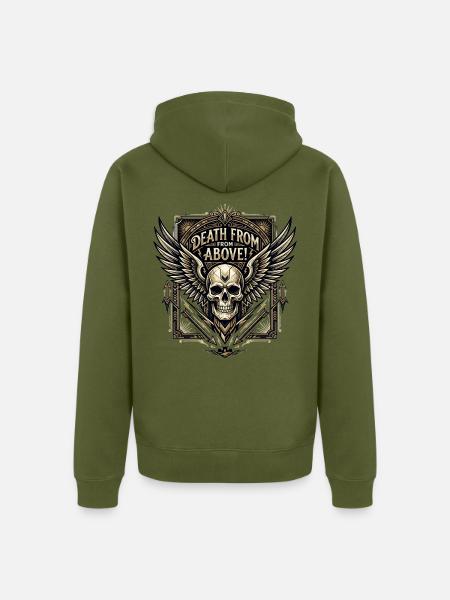 Death_from_above_-_Art_Deco - Unisex Premium Bio Zip Hoodie - Khaki