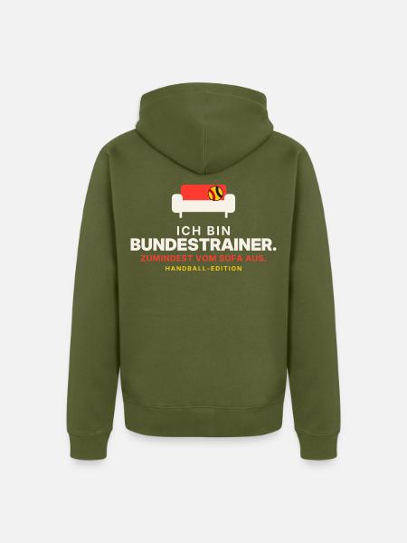 Sofa-Bundestrainer Handball - Unisex Premium Bio Zip Hoodie - Khaki