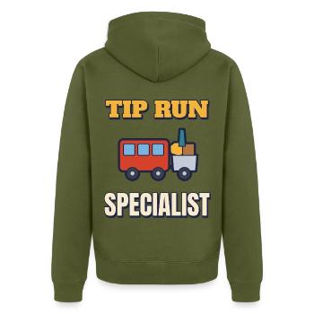 Tipp Lauf Spezialist Lustiger Wochenend-Papa Tee - Unisex Premium Bio Zip Hoodie - Khaki - Hinten - Nico (187cm)