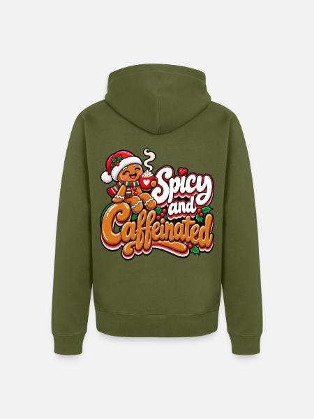 Scharf und Koffeinverrückt - Unisex Premium Bio Zip Hoodie - Khaki