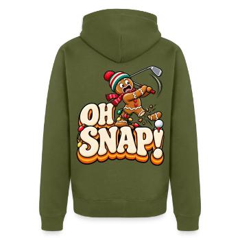 Oh Snap Weihnachts-Gingerbread Golf - Unisex Premium Bio Zip Hoodie - Khaki - Hinten - Nico (187cm)