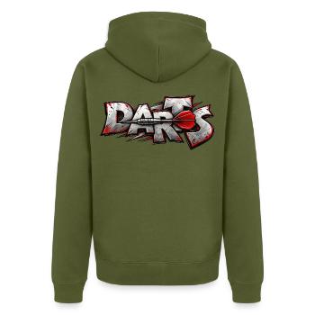 Darts Graffiti Burst - Unisex Premium Bio Zip Hoodie - Khaki - Hinten - Nico (187cm)