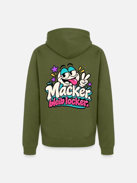 Macker bleibt locker – Fröhlicher Cartoon - Unisex Premium Bio Zip Hoodie - Khaki