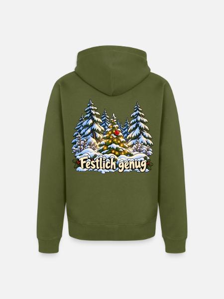 Festlich genug im Winterwald - Unisex Premium Bio Zip Hoodie - Khaki
