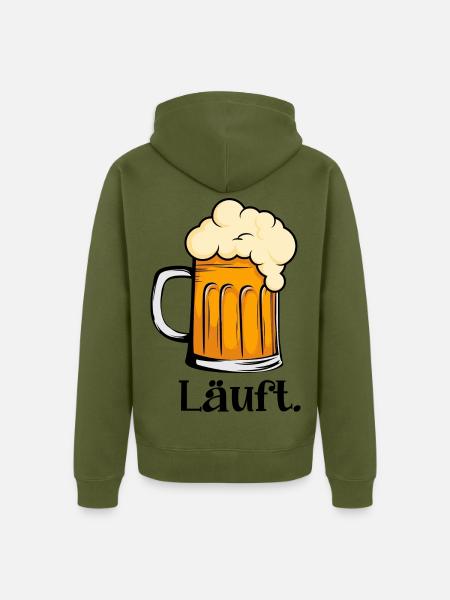Läuft - Schäumender Bierkrug - Unisex Premium Bio Zip Hoodie - Khaki