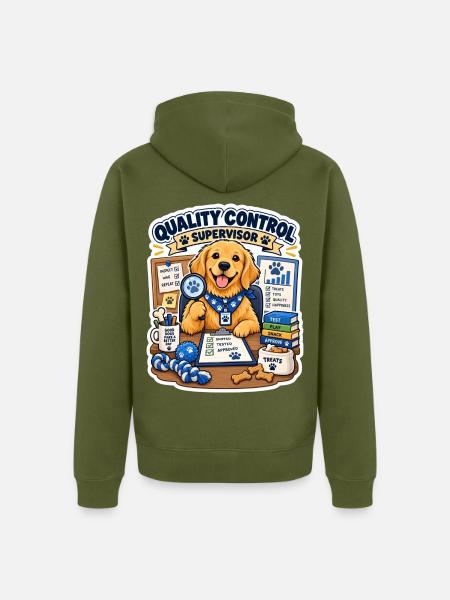 Qualitätskontrollhund Supervisor - Unisex Premium Bio Zip Hoodie - Khaki