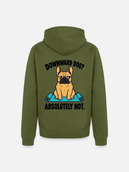 Downward Dog Absolutely Not Französische - Unisex Premium Bio Zip Hoodie - Khaki