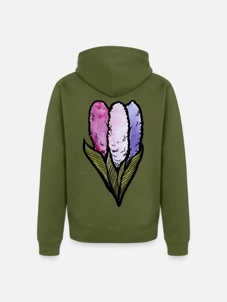 Pastell-Baumwollblumen-Trio - Unisex Premium Bio Zip Hoodie - Khaki