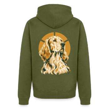Englischer Zuspieler - Unisex Premium Bio Zip Hoodie - Khaki - Hinten - Nico (187cm)