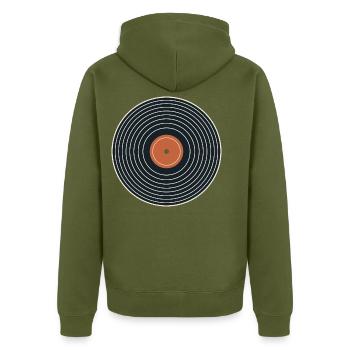 Vinyl Sessions - Unisex Premium Bio Zip Hoodie - Khaki - Hinten - Nico (187cm)
