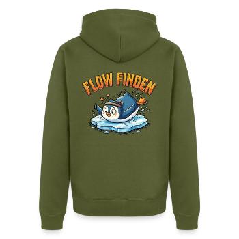 Lustiger Sport Pinguin - Unisex Premium Bio Zip Hoodie - Khaki - Hinten - Nico (187cm)
