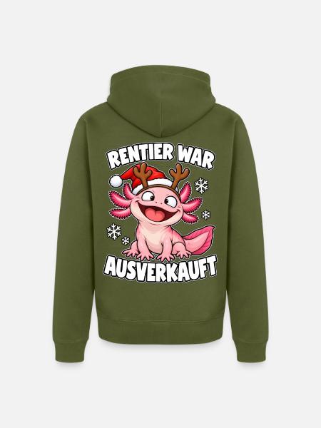 Rentier War Ausverkauft Axolotl - Unisex Premium Bio Zip Hoodie - Khaki