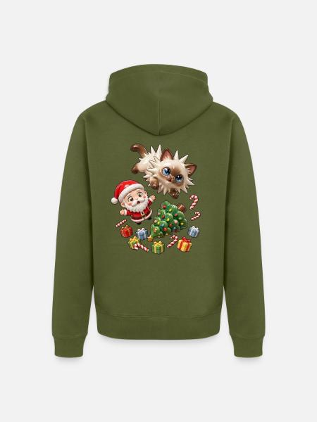 Weihnachts-Igel-Weihnachtsstimmung - Unisex Premium Bio Zip Hoodie - Khaki