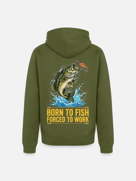 Pêcheur, Pêcheur, Fisch, Angeln - Unisex Premium Bio Zip Hoodie - Khaki