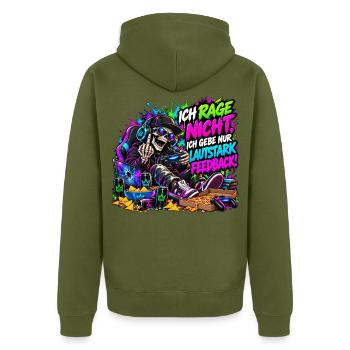 Ich rage nicht – Gaming Skelett Meme - Unisex Premium Bio Zip Hoodie - Khaki - Hinten - Nico (187cm)