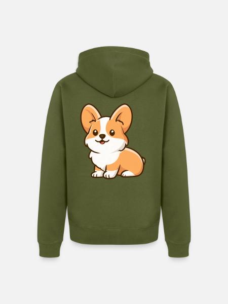 Corgi - Unisex Premium Bio Zip Hoodie - Khaki