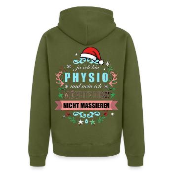 Ja Ich Bin Physio Nicht Massieren Weihnachten - Unisex Premium Bio Zip Hoodie - Khaki - Hinten - Nico (187cm)