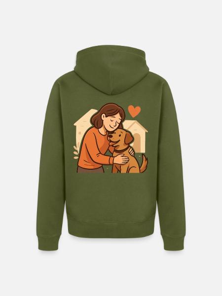 Geschenk für frischgebackene Tierheimhund-Halter - Unisex Premium Bio Zip Hoodie - Khaki