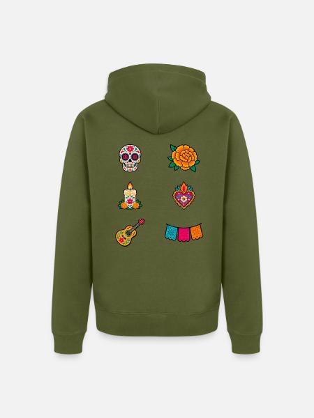 Ikonen des Día de los Muertos - Unisex Premium Bio Zip Hoodie - Khaki