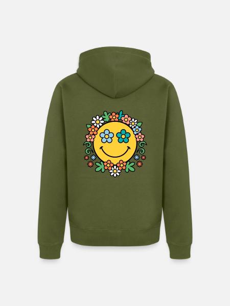 Blumenkranz Sonnenschein - Unisex Premium Bio Zip Hoodie - Khaki