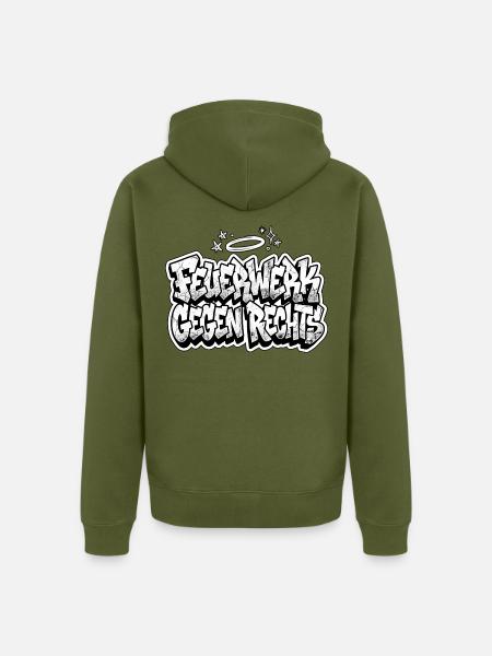 Feuerwerk Gegen Rechts - Unisex Premium Bio Zip Hoodie - Khaki