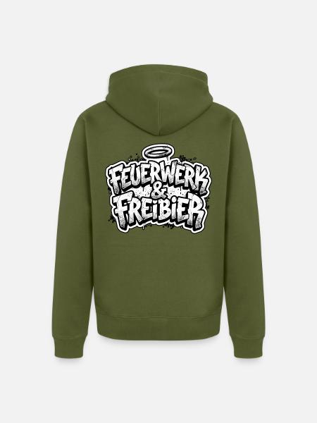 Feuerwerk und Freibier - Unisex Premium Bio Zip Hoodie - Khaki