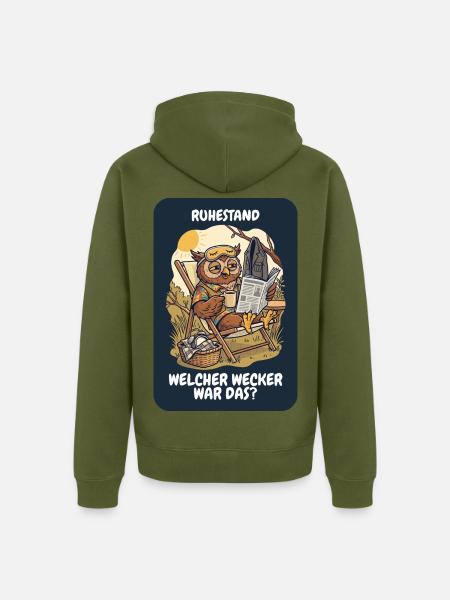 Rente Schichtdienst – Welcher Wecker? - Unisex Premium Bio Zip Hoodie - Khaki