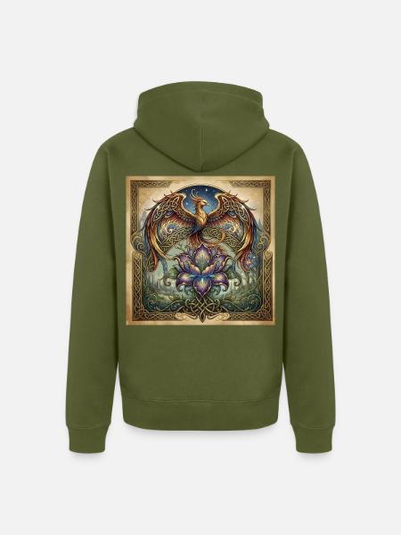 Celtic Phoenix Iris - Unisex Premium Bio Zip Hoodie - Khaki