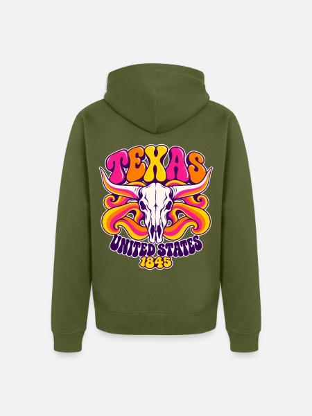Texas 1845 Psychedelic - Unisex Premium Bio Zip Hoodie - Khaki