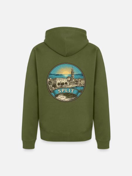 Split Kroatien Reiseabzeichen Diokletians Andenken - Unisex Premium Bio Zip Hoodie - Khaki