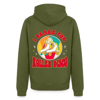 Rollerskater Party I Brake For Roller Disco Gifts - Unisex Premium Bio Zip Hoodie - Khaki - Hinten - Nico (187cm)
