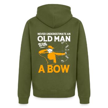 Bogenschütze Bogen Bogenschießen - Unisex Premium Bio Zip Hoodie - Khaki - Hinten - Nico (187cm)