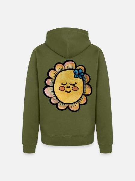 Sonnenblütende Sonne - Unisex Premium Bio Zip Hoodie - Khaki