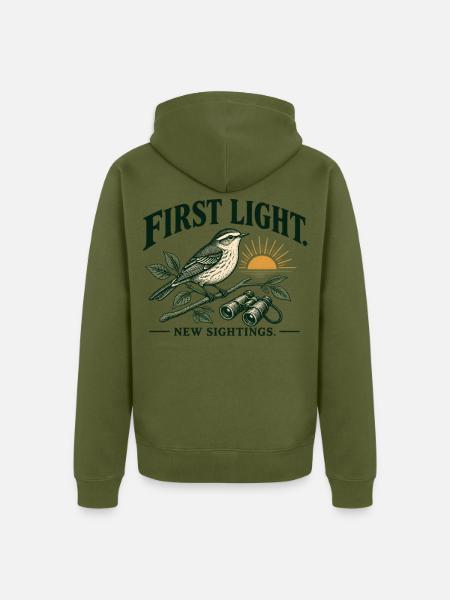 First Light New Sightings Garten Vögel - Unisex Premium Bio Zip Hoodie - Khaki