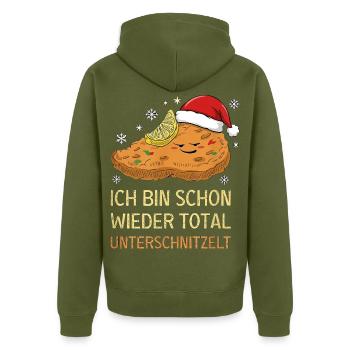 Ich Bin Schon Wieder Total Unterschnitzelt Xmas - Unisex Premium Bio Zip Hoodie - Khaki - Hinten - Nico (187cm)