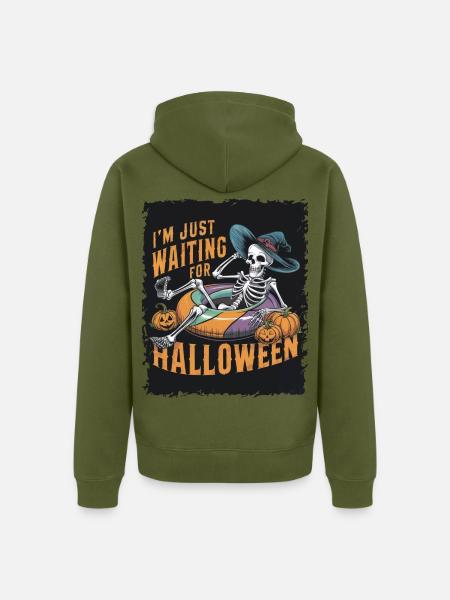 Ich Warte Nur Auf Halloween - Unisex Premium Bio Zip Hoodie - Khaki