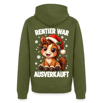 Rentier War Ausverkauft Pferd Weihnachten Lustig - Unisex Premium Bio Zip Hoodie - Khaki - Hinten - Nico (187cm)
