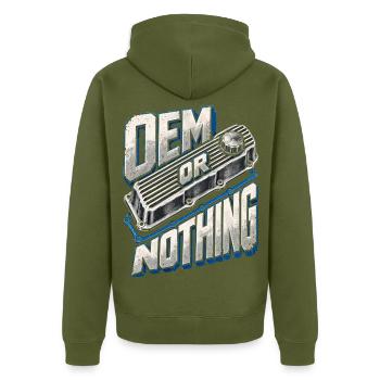 USDM USA Autos OEM Of Nothing - Unisex Premium Bio Zip Hoodie - Khaki - Hinten - Nico (187cm)