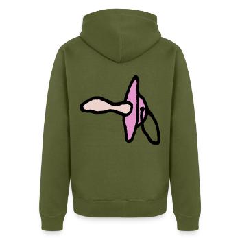 Pinker Schnuller Kleinkind Baby - Unisex Premium Bio Zip Hoodie - Khaki - Hinten - Nico (187cm)