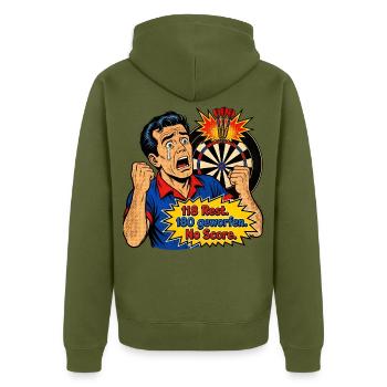 PopArt Dartscheibe - Unisex Premium Bio Zip Hoodie - Khaki - Hinten - Nico (187cm)
