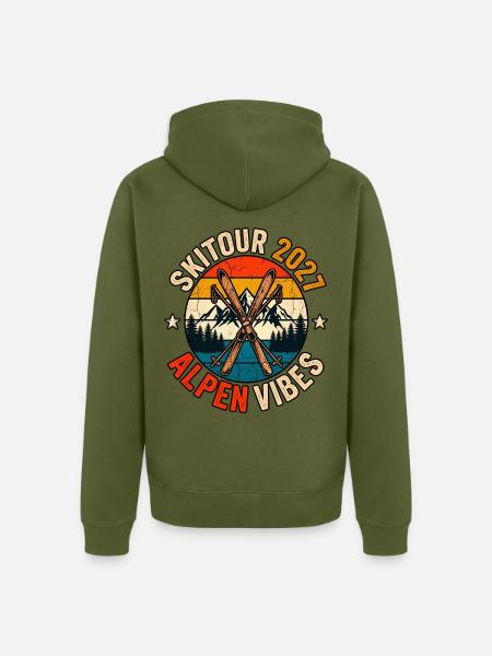 Skitour Alpen Vibes 2027 - Unisex Premium Bio Zip Hoodie - Khaki