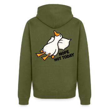 Nope Not Today – Lustige Ente mit Humor - Unisex Premium Bio Zip Hoodie - Khaki - Hinten - Nico (187cm)