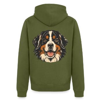 Alter-Berner Sennenhund - Unisex Premium Bio Zip Hoodie - Khaki - Hinten - Nico (187cm)
