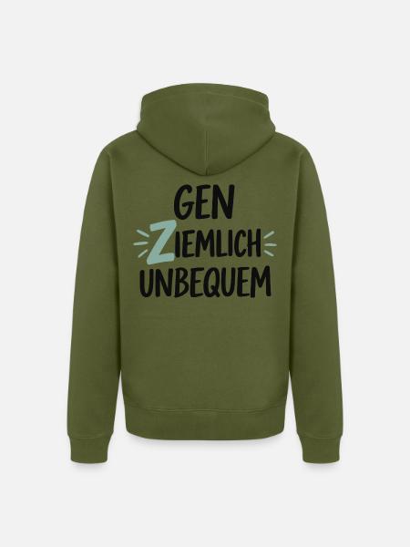 Gen Ziemlich Unbequem Spruch – Statement - Unisex Premium Bio Zip Hoodie - Khaki