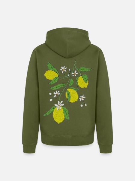 Zitronenzweig Glitzerdesign - Unisex Premium Bio Zip Hoodie - Khaki