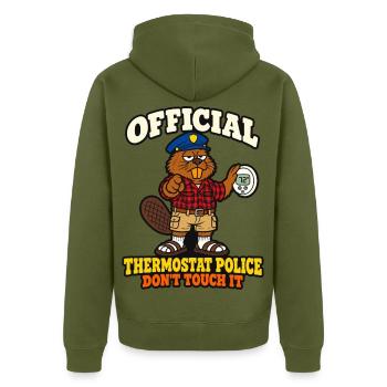 Offizielle Thermostatpolizei Fass das nicht an, lustiger Papa. - Unisex Premium Bio Zip Hoodie - Khaki - Hinten - Nico (187cm)