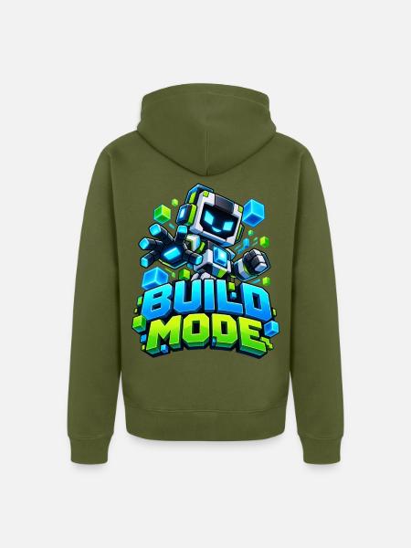 Voxel Build Mode Roboter - Unisex Premium Bio Zip Hoodie - Khaki
