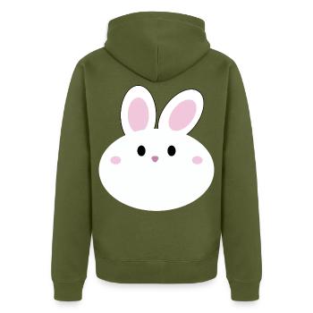 Süßes Kawaii-Kaninchen - Unisex Premium Bio Zip Hoodie - Khaki - Hinten - Nico (187cm)
