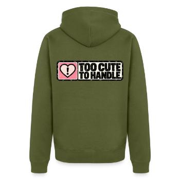 Too Cute to Handle – Cute Retro Heart - Unisex Premium Bio Zip Hoodie - Khaki - Hinten - Nico (187cm)