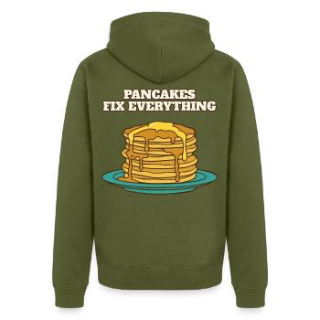 Pfannkuchen reparieren alles lustiges Frühstück - Unisex Premium Bio Zip Hoodie - Khaki - Hinten - Nico (187cm)